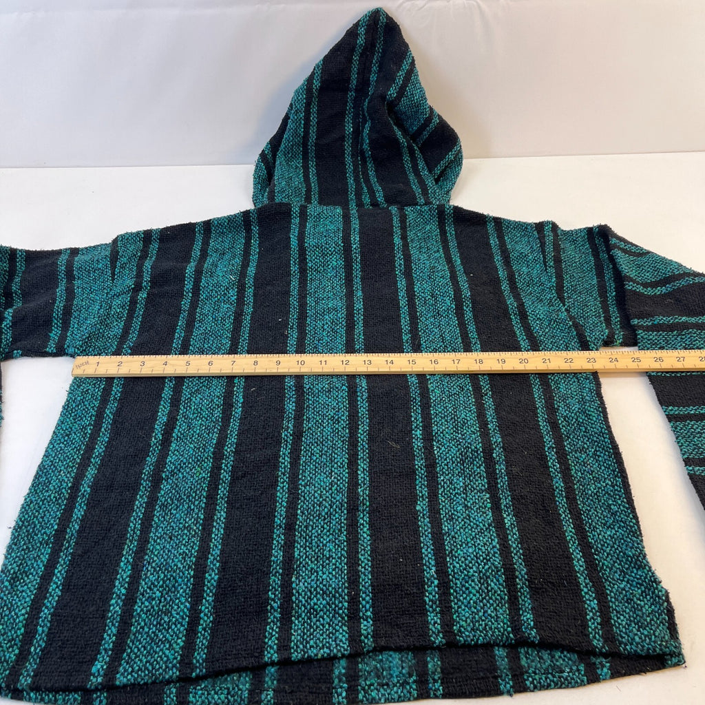 Earthbound Genuine Mexican Baja Hoodie Pullover Hippie Festival Green UK size L