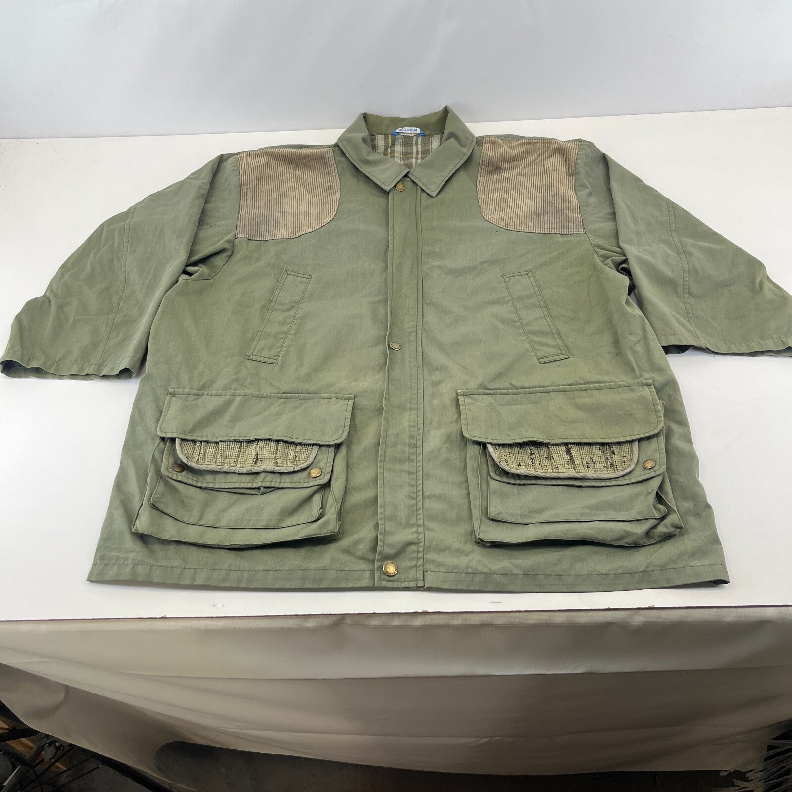 Decathlon Cropped Sleeve Shooting Hunting Jacket w/ Poachers Pocket Green UK 2XL