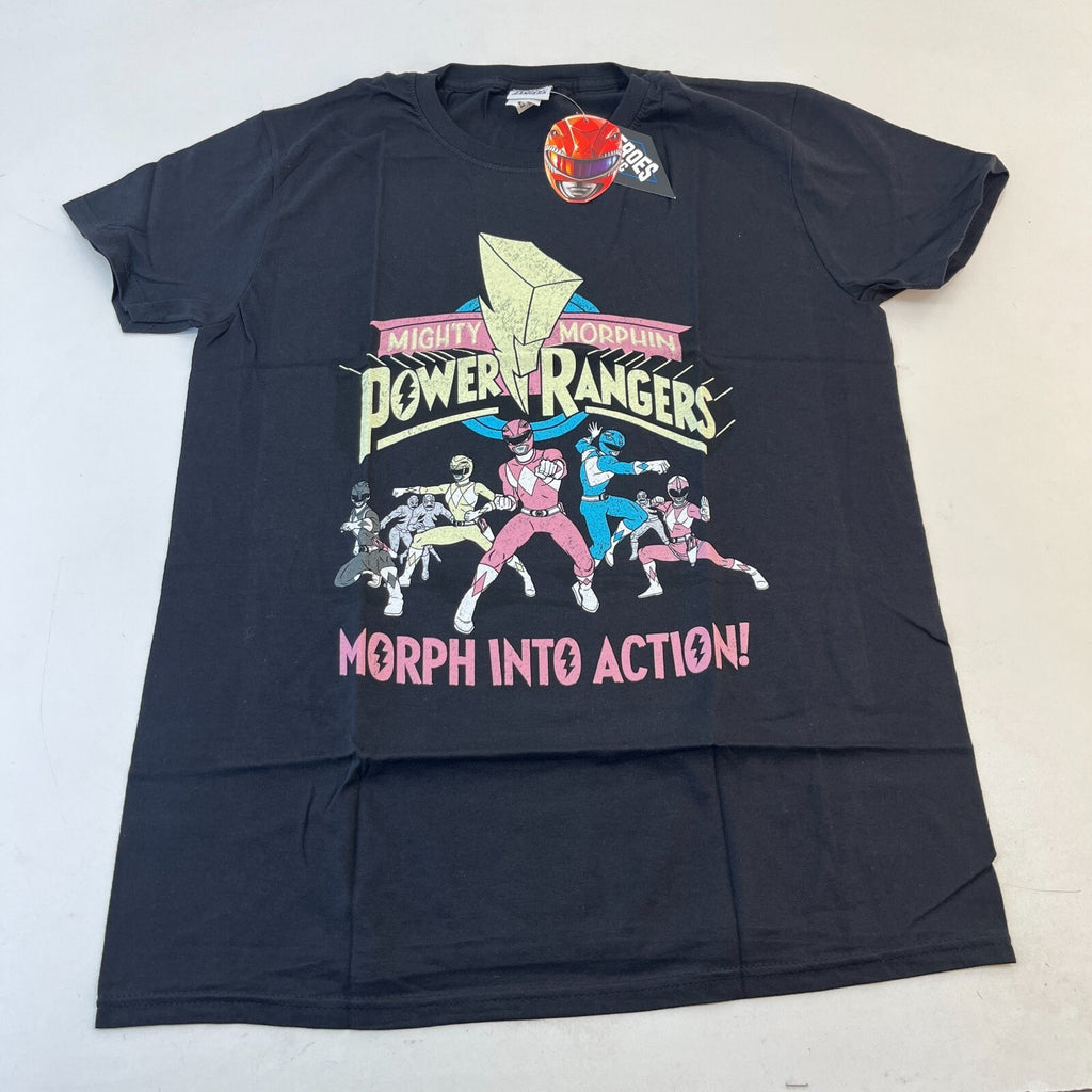 Power Rangers Logo Morph Into Action Women's/Unisex T-Shirt Mighty Morphin - M