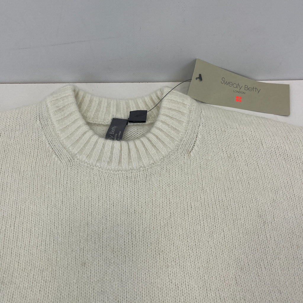 Sweaty Betty Alpine Wool Crew Neck Jumper Sweater in Lily White size S Alpaca