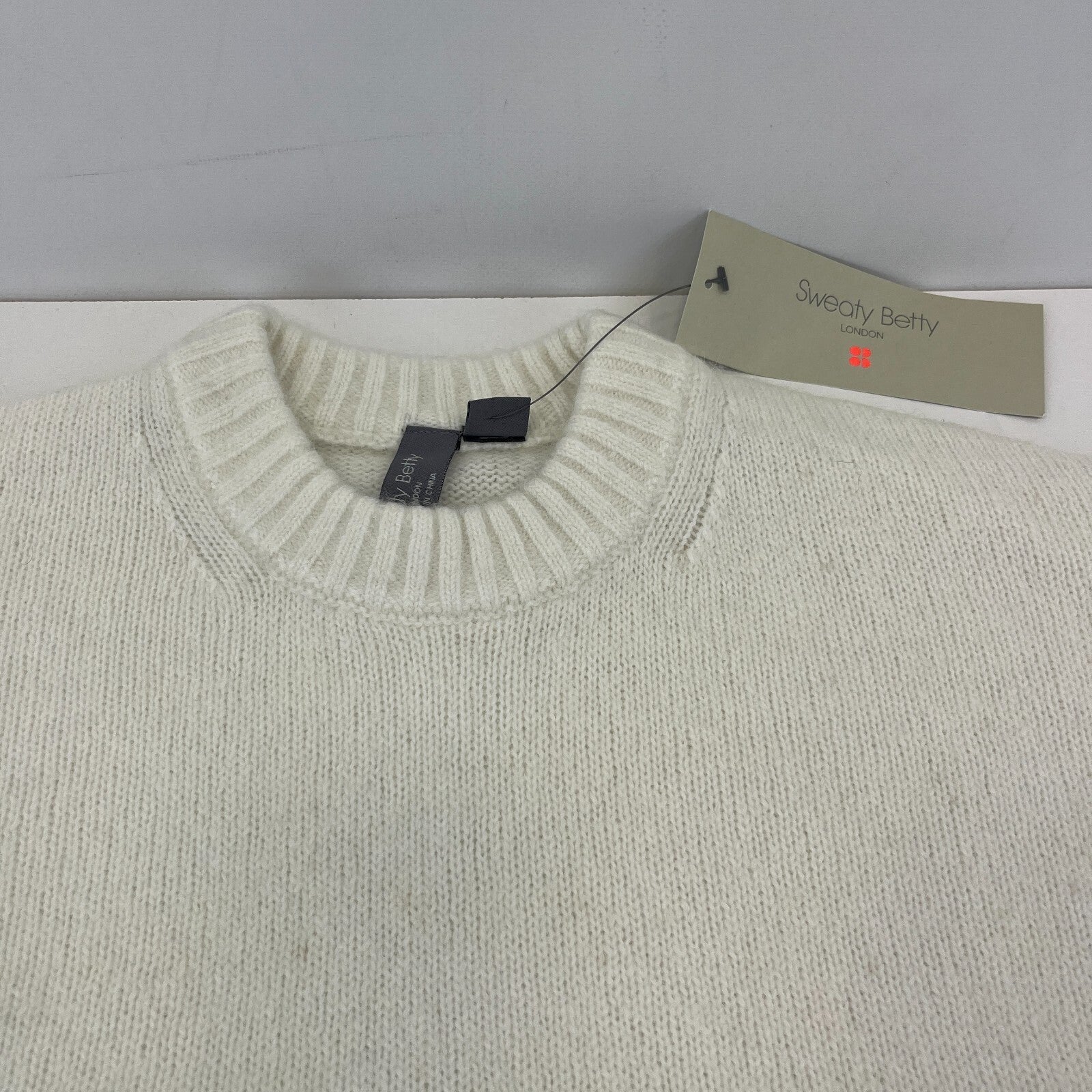 Sweaty Betty Alpine Wool Crew Neck Jumper Sweater in Lily White size S Alpaca