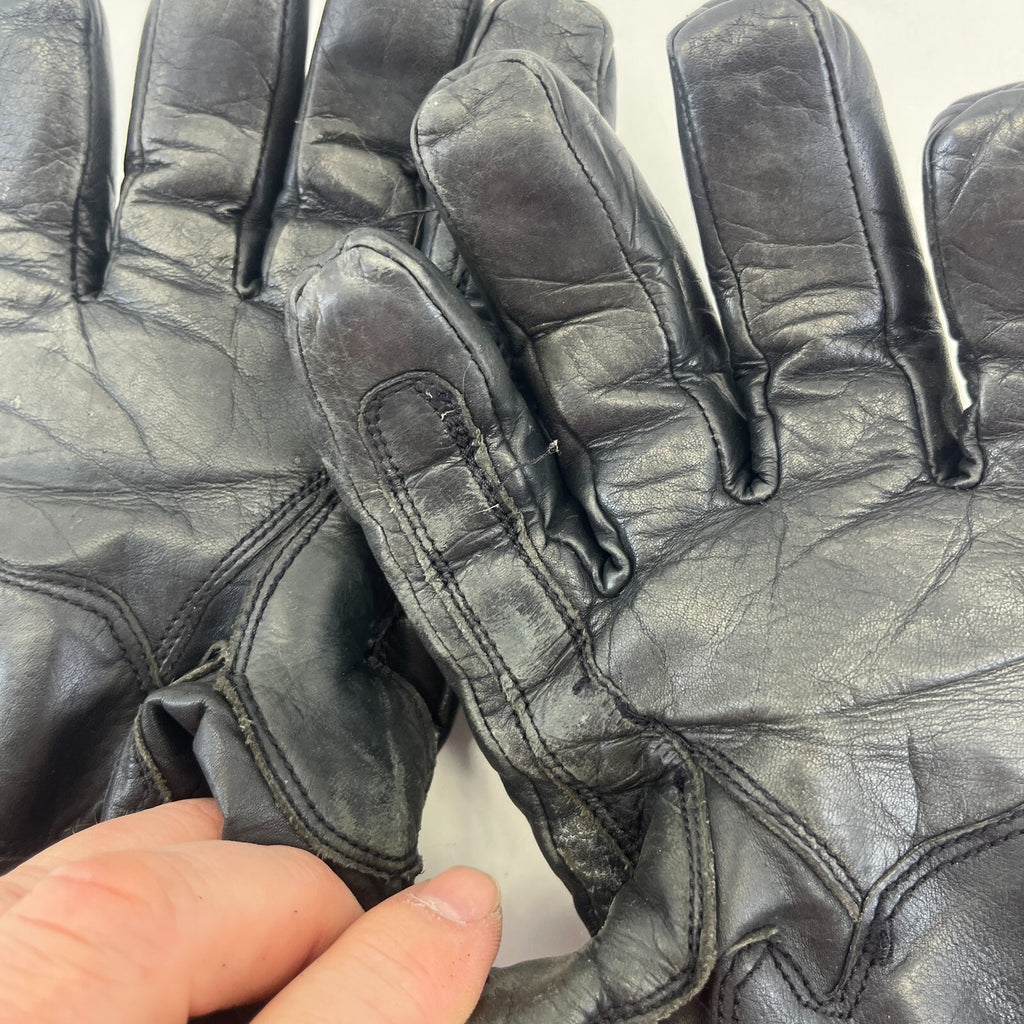 Rhino Leather Motorcycle Gloves size L Black & Silver Motorbike Protection