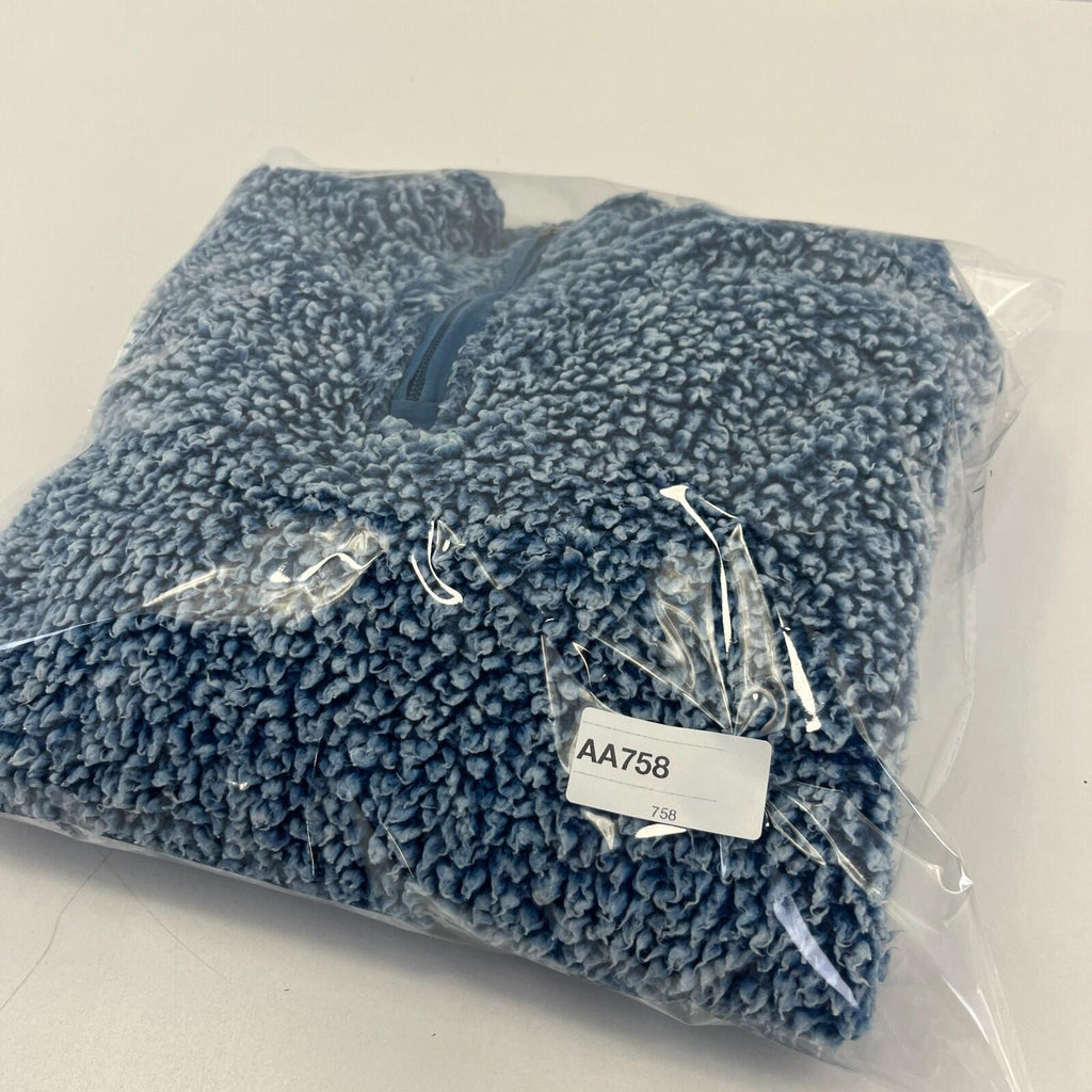 Weird Fish Women’s 1/4 Zip Sherpa Style Snug Fleece Pullover size 12 Blue