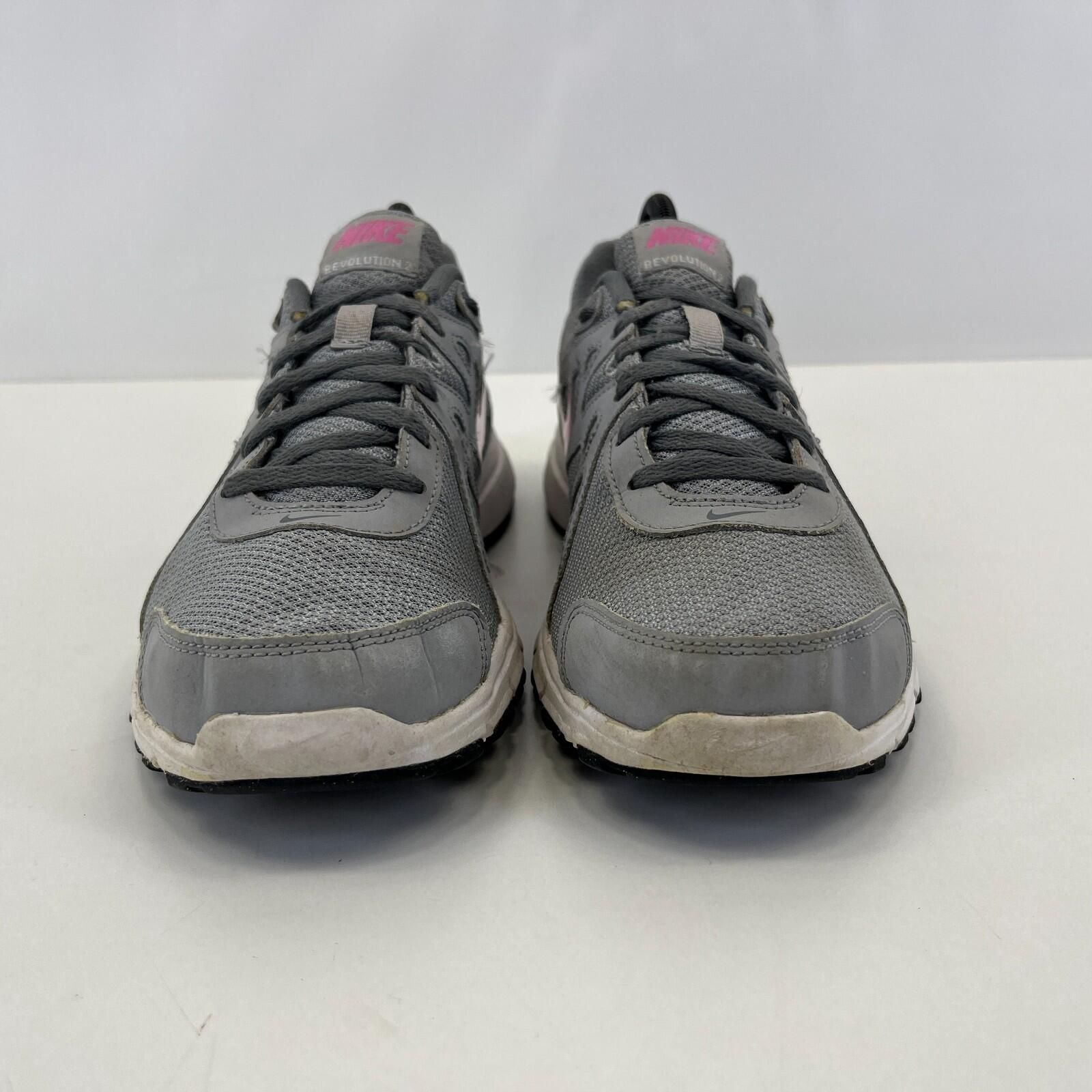 Nike Trainers Revolution 2 Grey & Pink Mesh Running Gym Shoes size UK 7 / EU 41