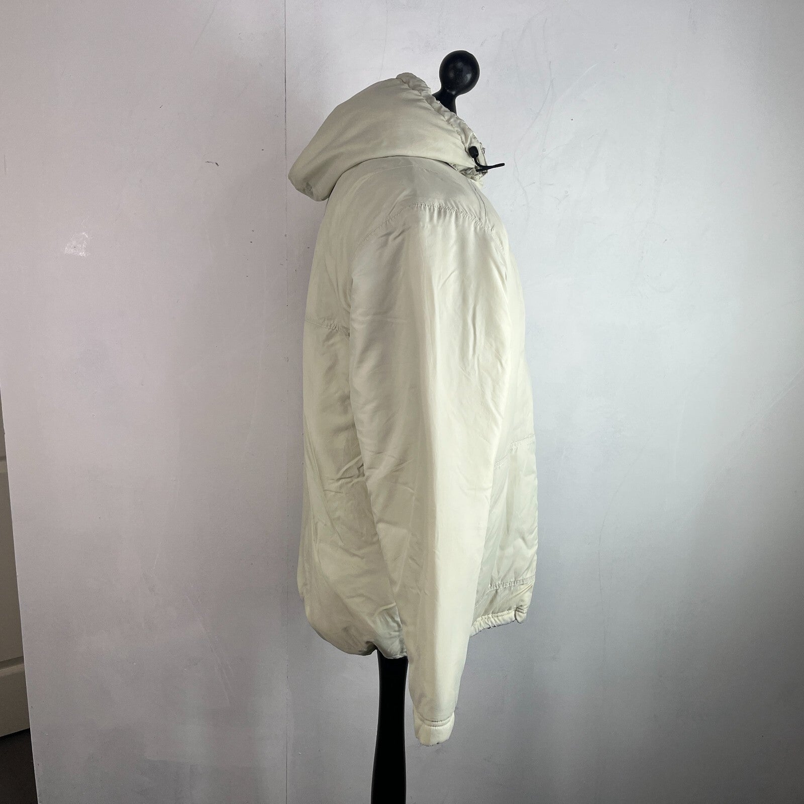 Nike Jacket Men's Quilt Lined Insulated Coat with Removable hood in Cream size M