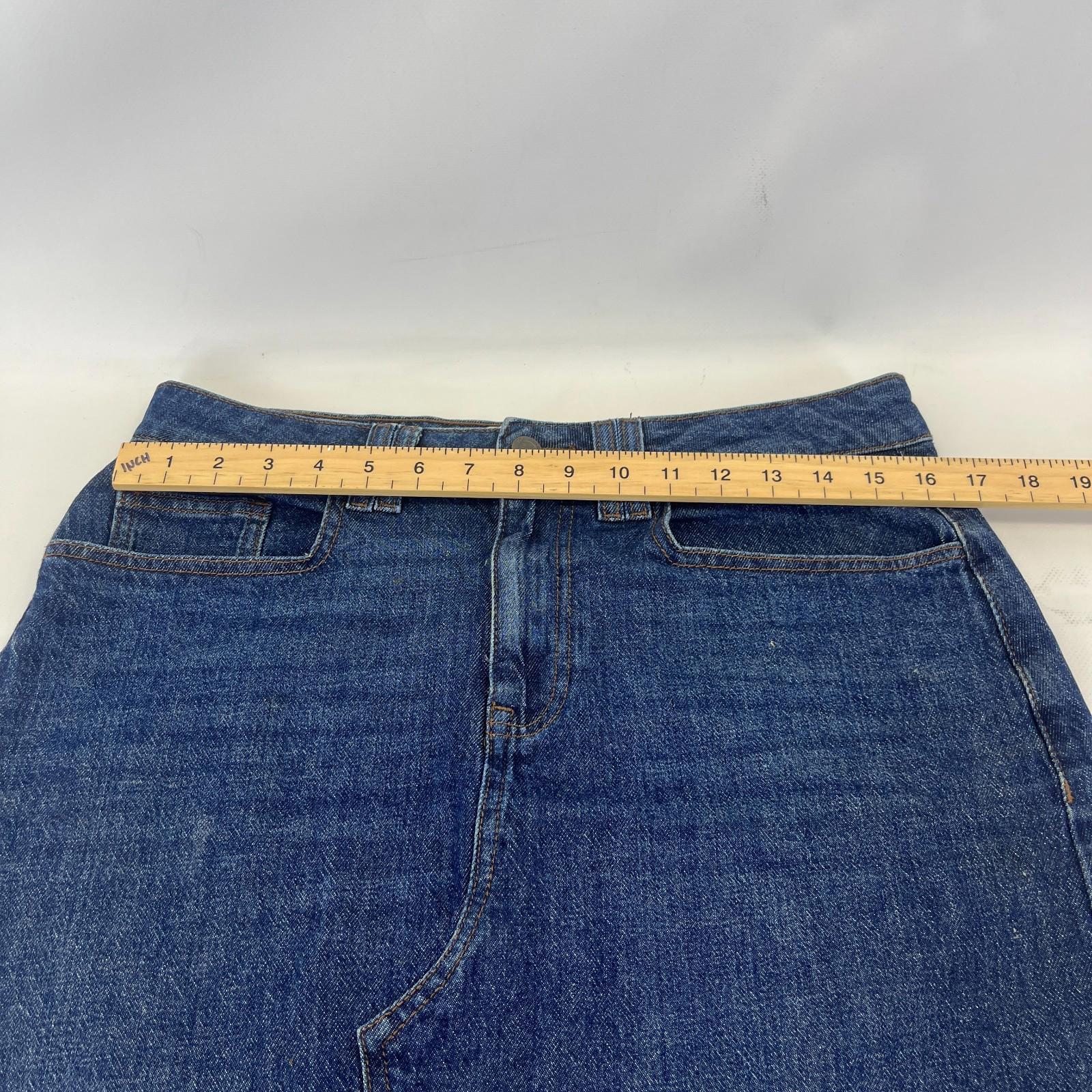 Fat Face Weston Denim Midi Skirt Cotton Festival UK 12 Dark Blue with Hem Fray
