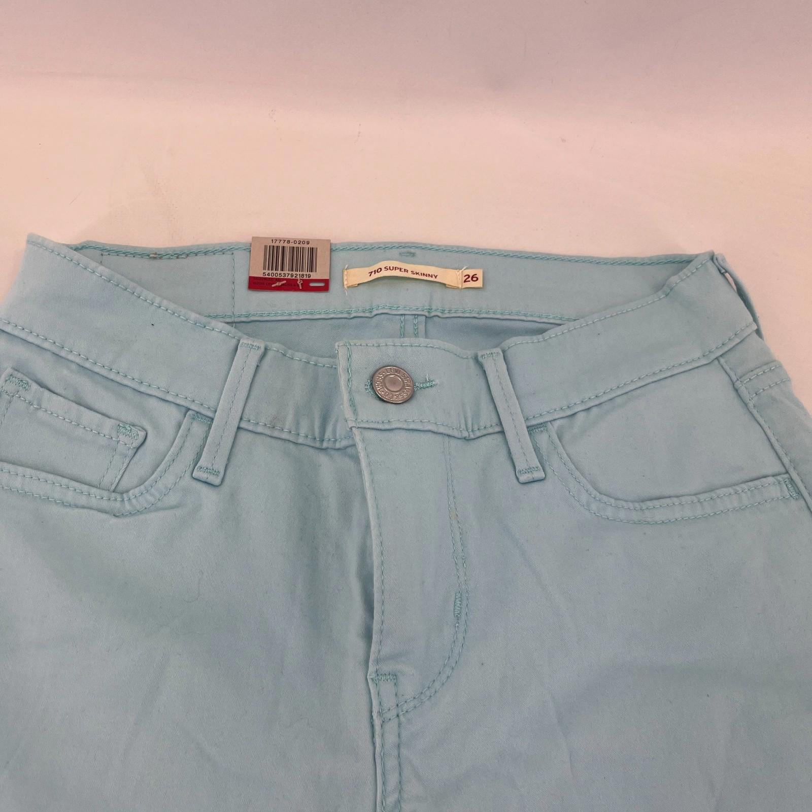 Levi's 710 Super Skinny Stretch Jeans in Baby Blue W26" L30" - See Details