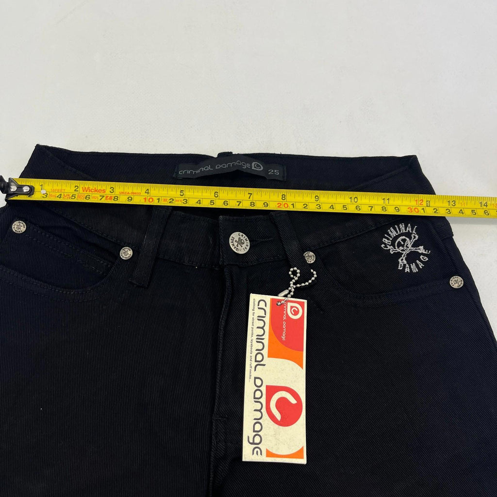 Criminal Damage Drainpipe Jeans Black W25 Skinny Fit Y2K Denim NWT Streetwear