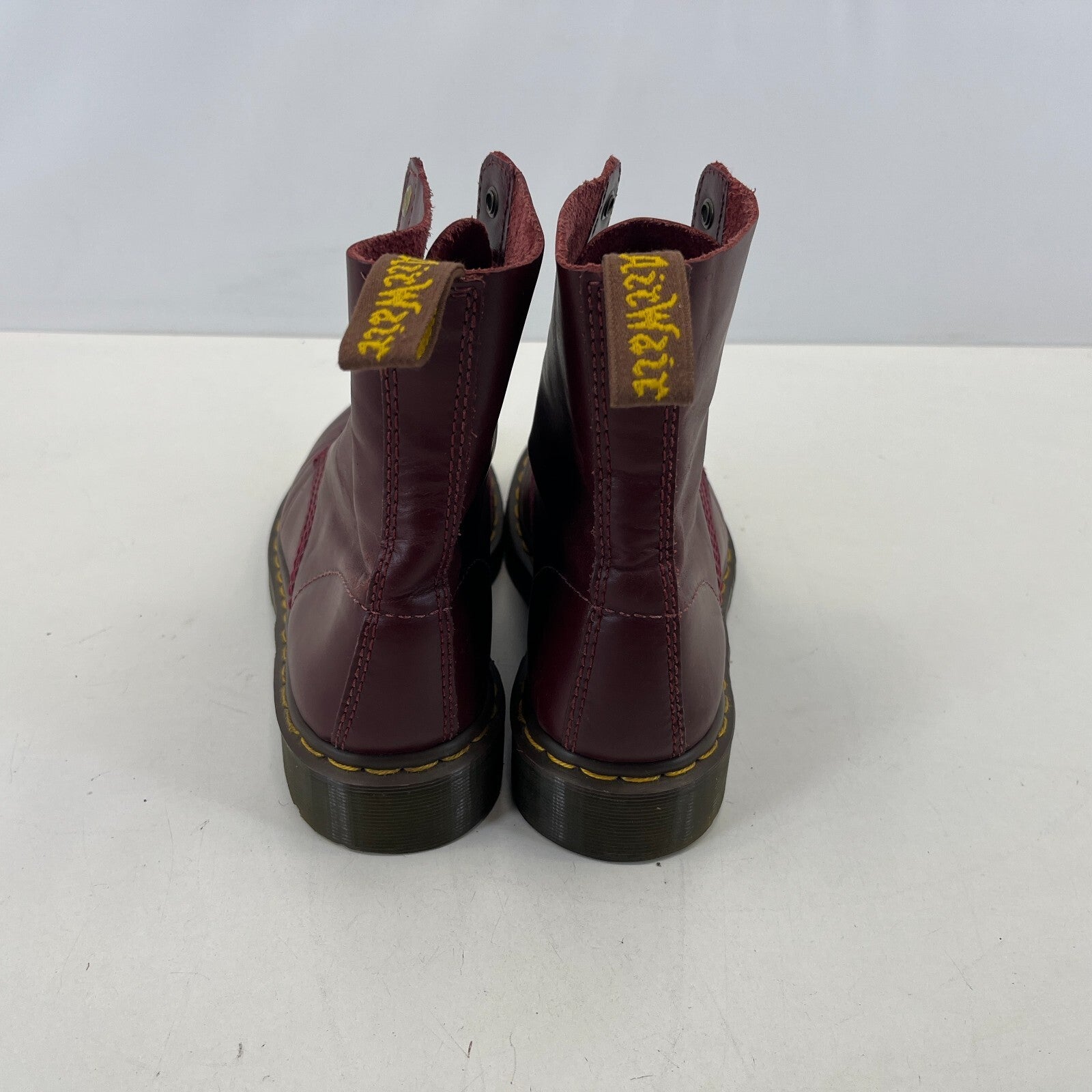 Dr Martens 1460 Pascal Black Red Leather Ankle 8 Hole Boots Size UK 5 EU 38