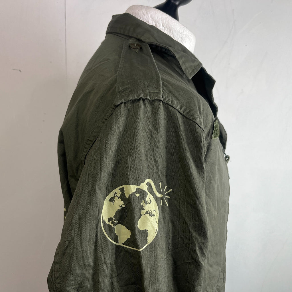 Custom Fragile Earth Print French Military Army Combat Jacket Green size 104L