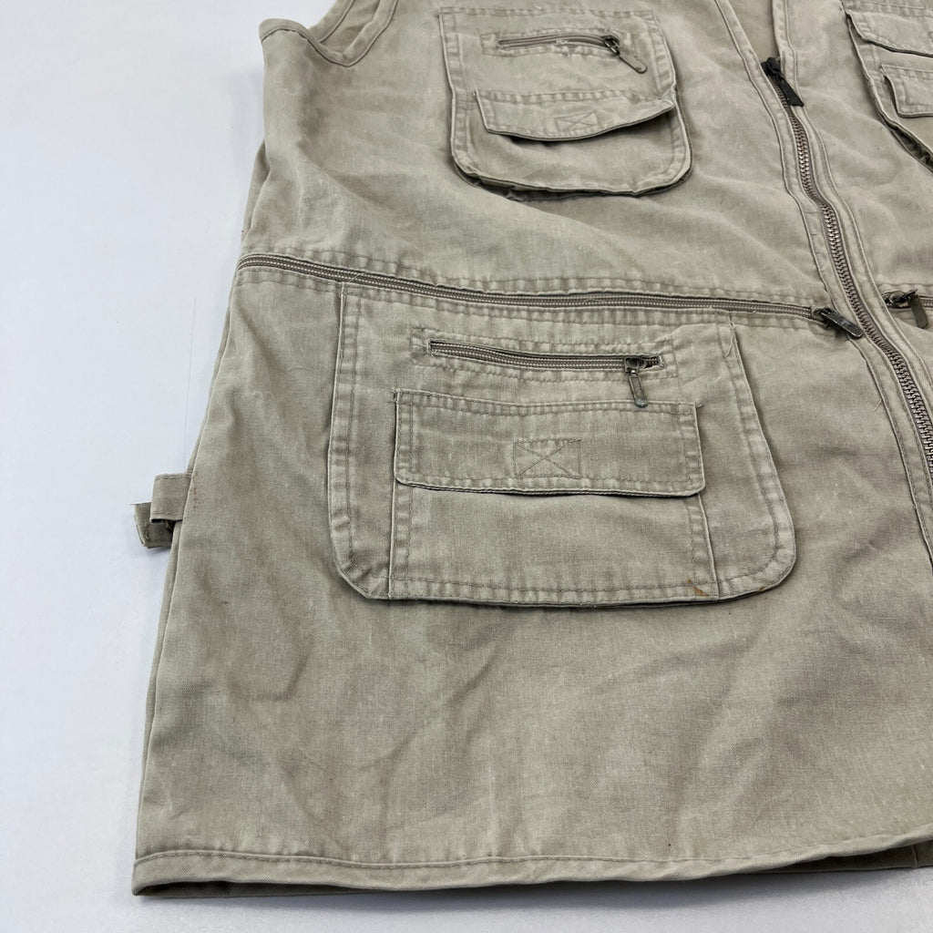 Vintage Utility Vest Cargo Tactical Techwear Khaki Beige Men’s size 2XL