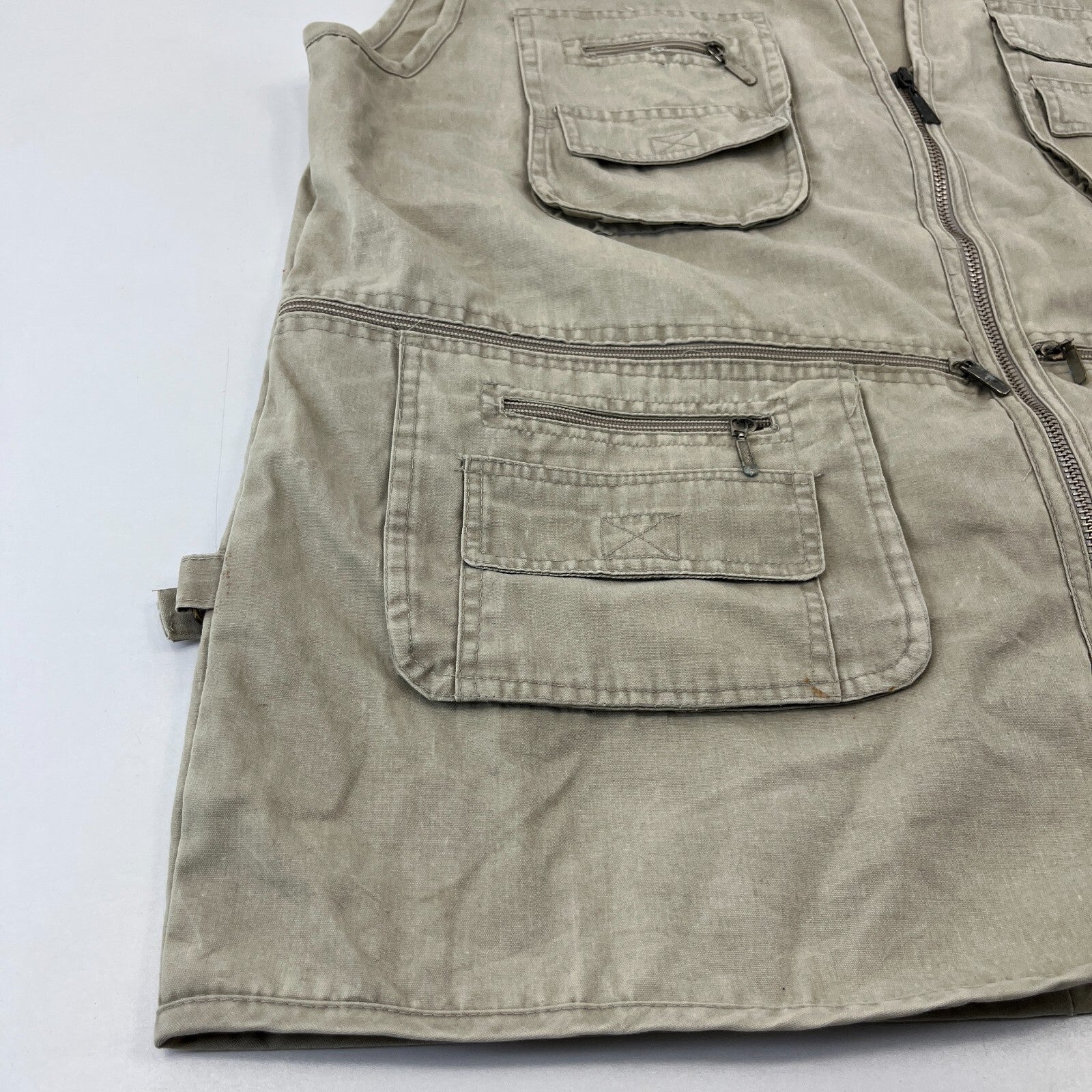Vintage Utility Vest Cargo Tactical Techwear Khaki Beige Men’s size 2XL