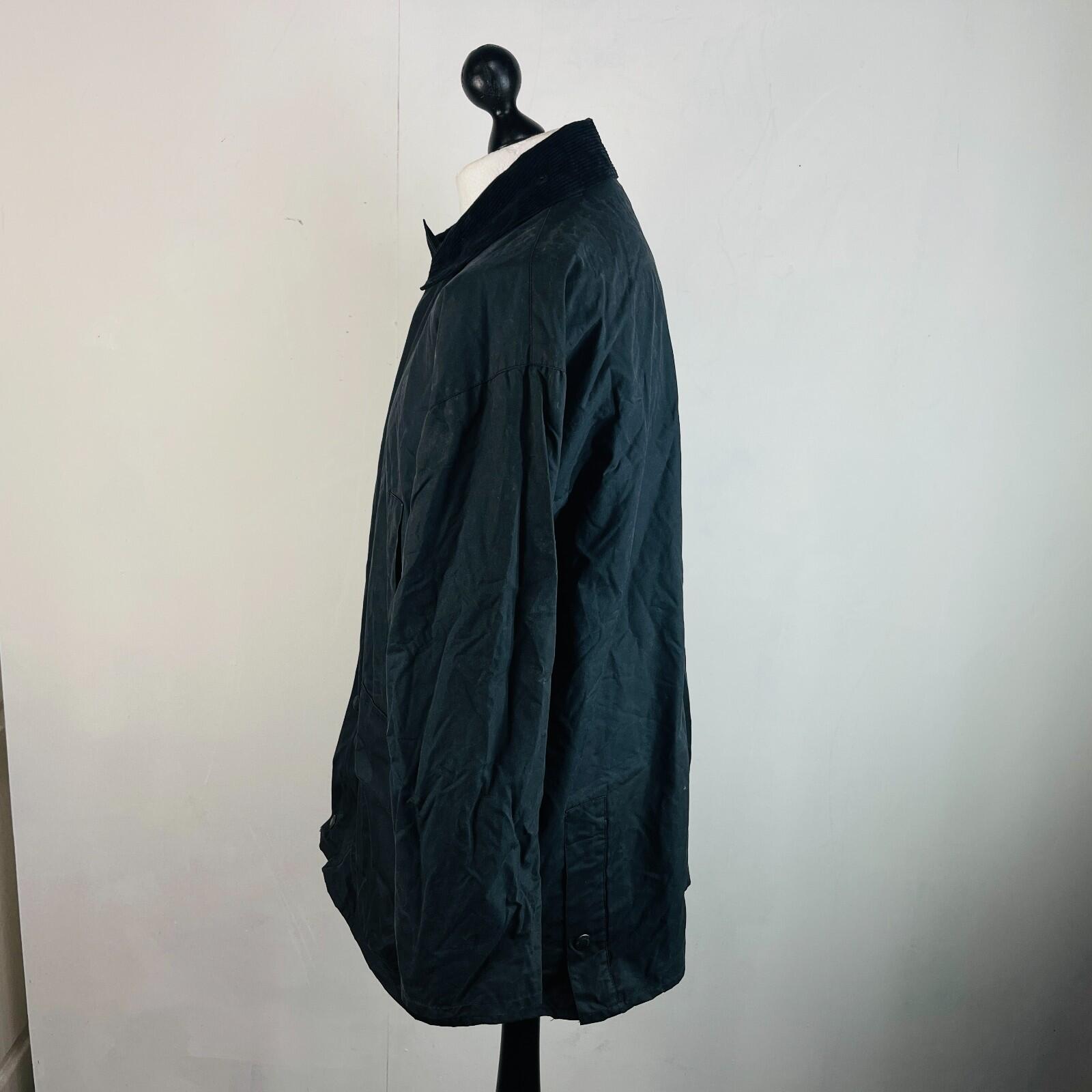 Mc Orvis Wax Jacket Mens size M Black Waxed Hooded Coat Made in the UK