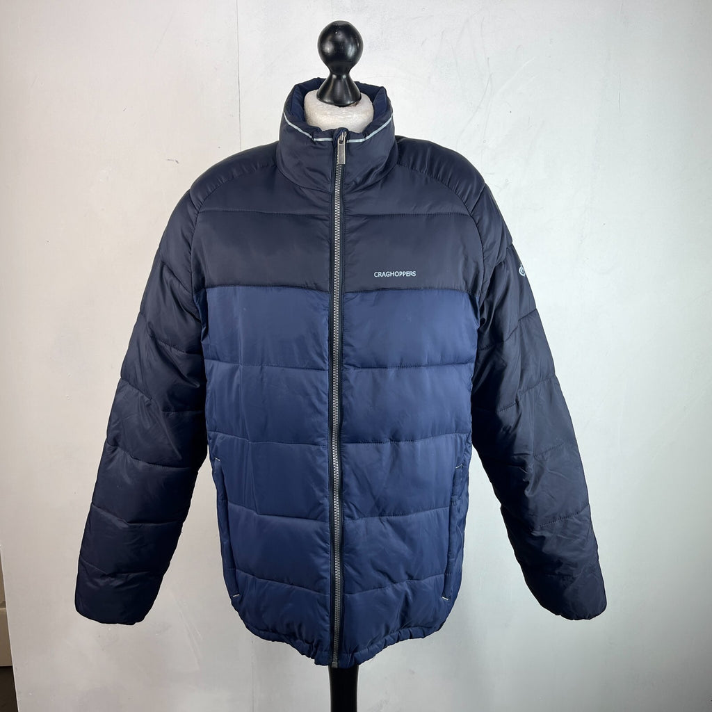 Craghoppers Men's Puffer Jacket Quilted Padded Coat XL Blue & Black Hiking VGC