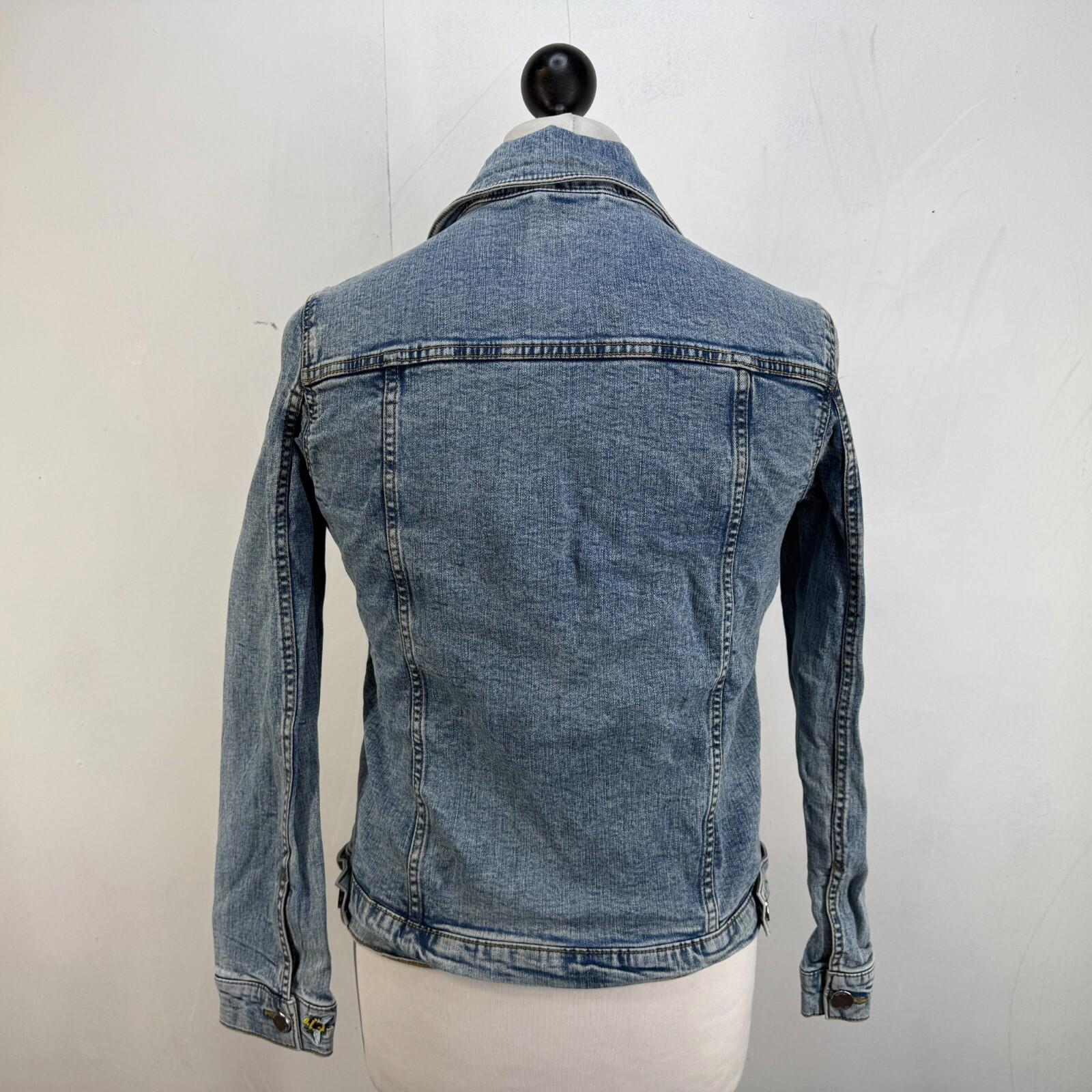 Joules Stretch Denim Jacket Mid Blue UK size 8 Women's with Pockets VGC