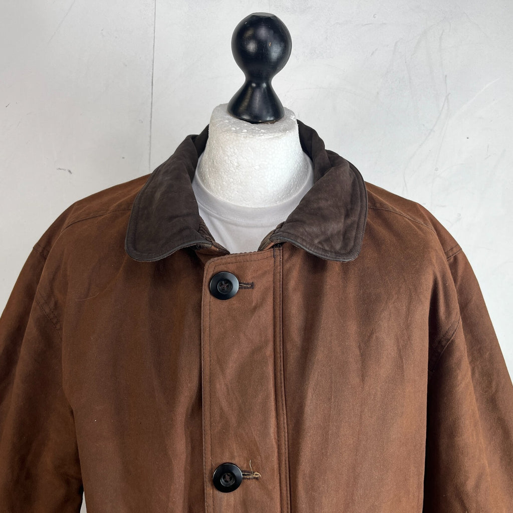 Paul R Smith Halifax Men's Wax Jacket Brown Leather Collar Waxed Cotton size 42S