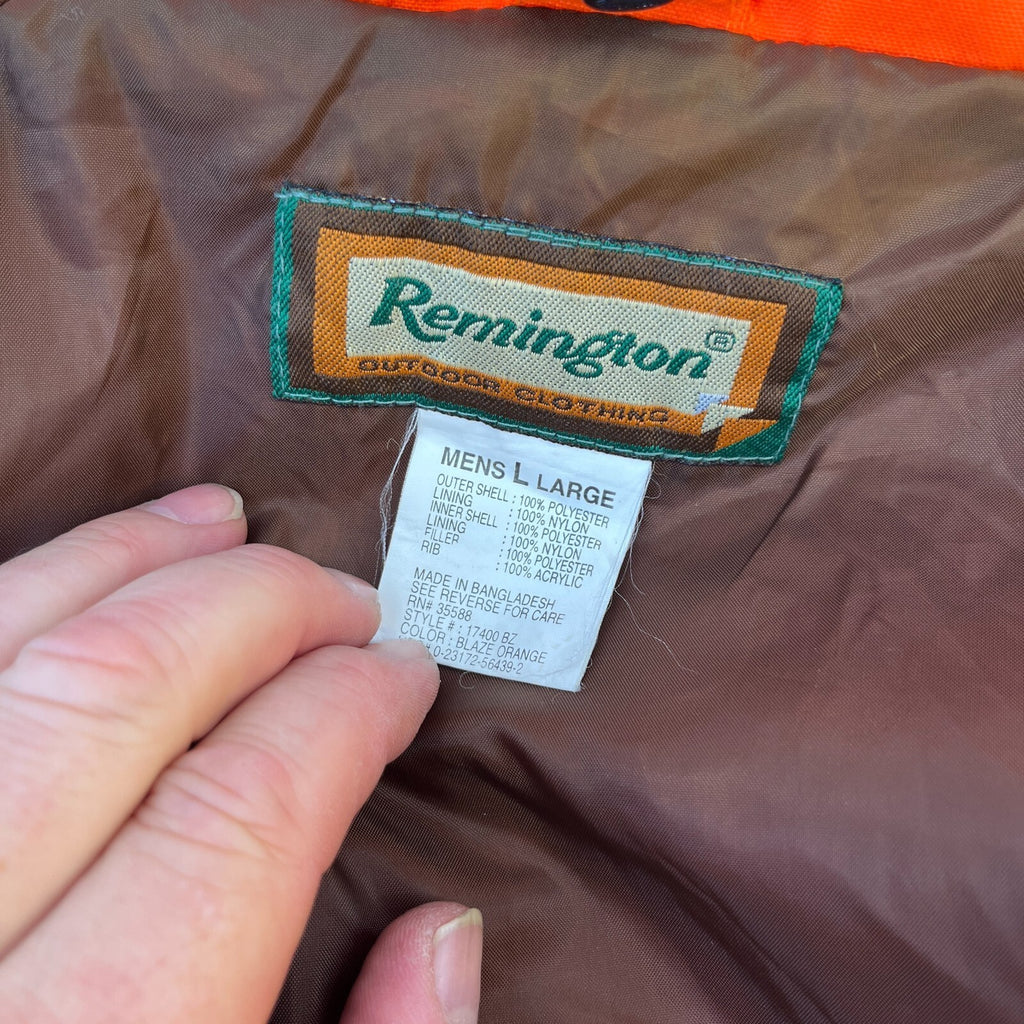 Remington Men's Jacket Coat Fluorescent Orange Waterproof Nylon Shooting Parka L