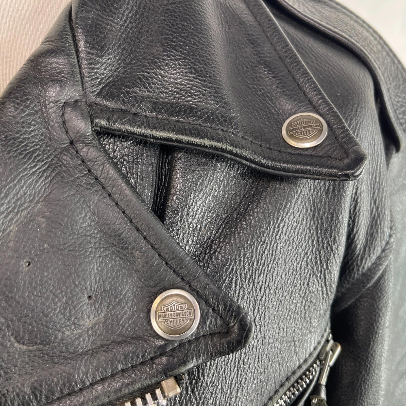 Vintage Genuine Harley Davidson Black Leather Jacket Made in USA - US size L