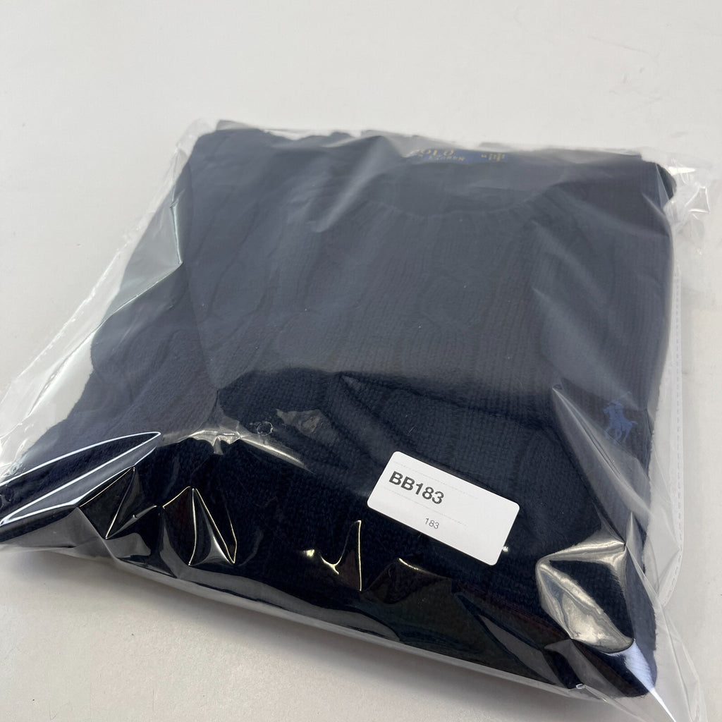Polo Ralph Lauren 100% Cotton Jumper Men's size M Navy Blue Crew Neck Sweater