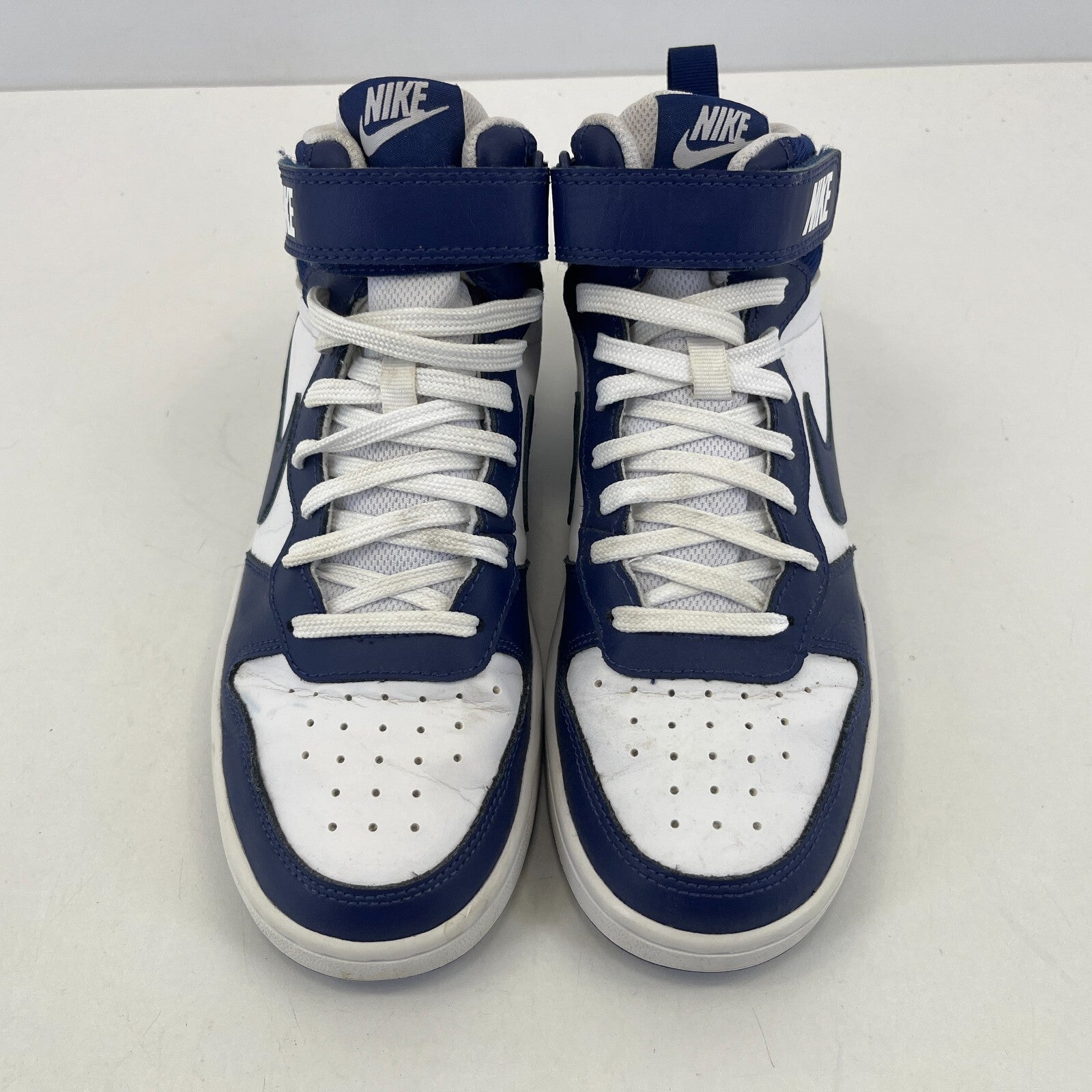 Nike Court Borough Mid 2 Trainers White Navy Blue Sneakers UK 5.5 EU 38.5 US 6Y