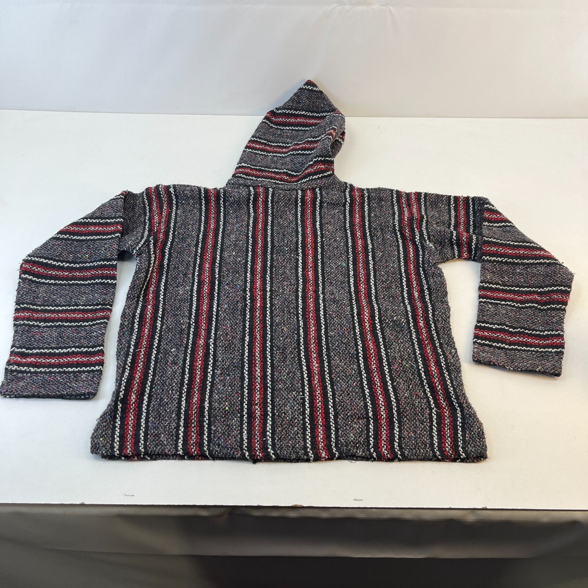 Lienfuegos Genuine Mexican Baja Hoodie Pullover Hippie Festival Black/Red UK M