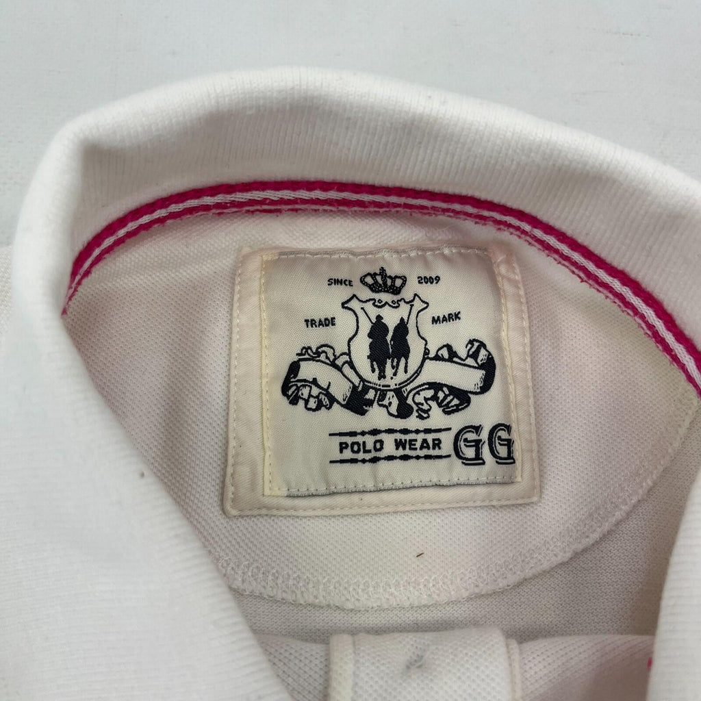 Polo Wear Men's White Polo Shirt Big Pony & Numbered Sleeve size XL Slim