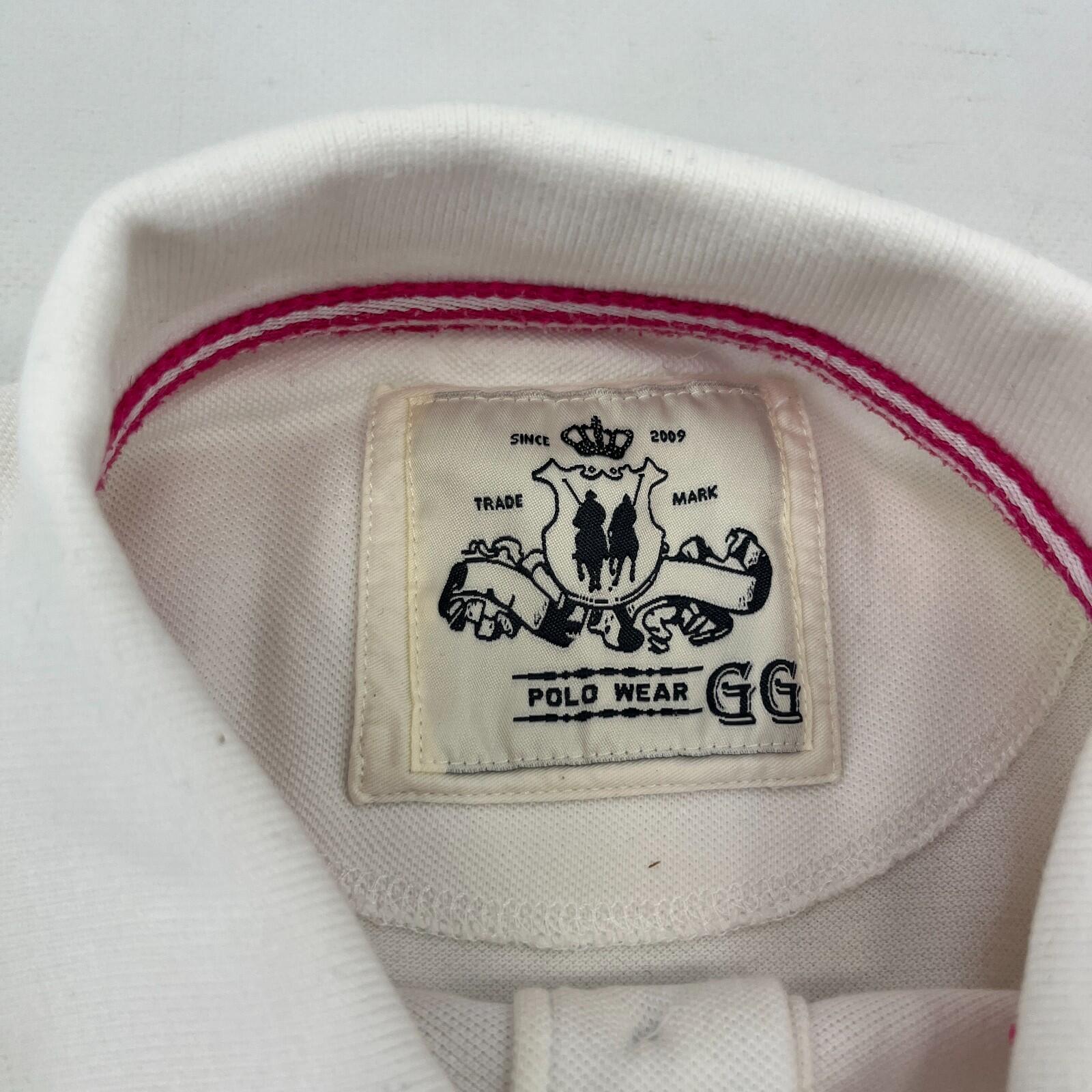 Polo Wear Men's White Polo Shirt Big Pony & Numbered Sleeve size XL Slim