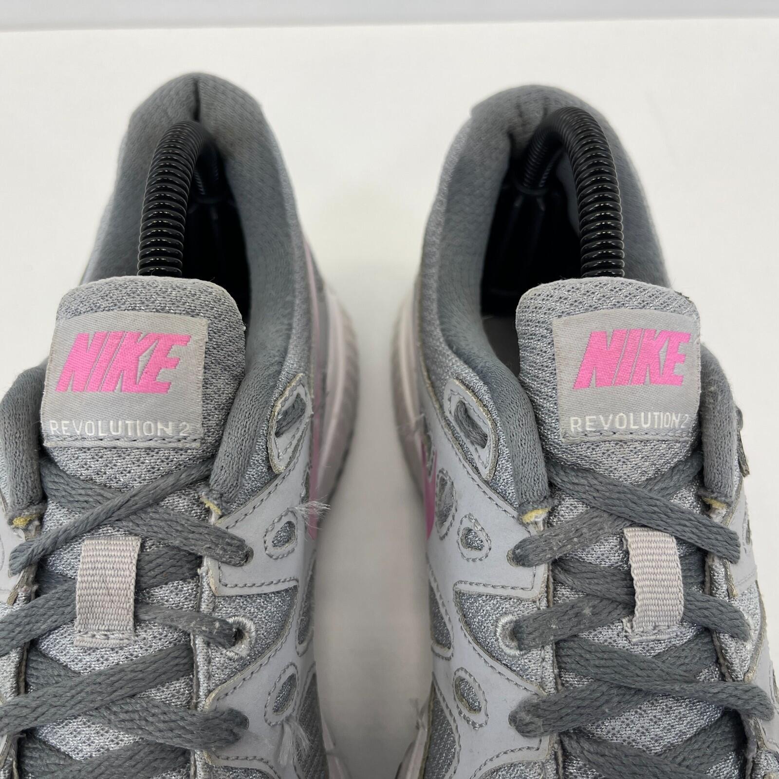 Nike Trainers Revolution 2 Grey & Pink Mesh Running Gym Shoes size UK 7 / EU 41