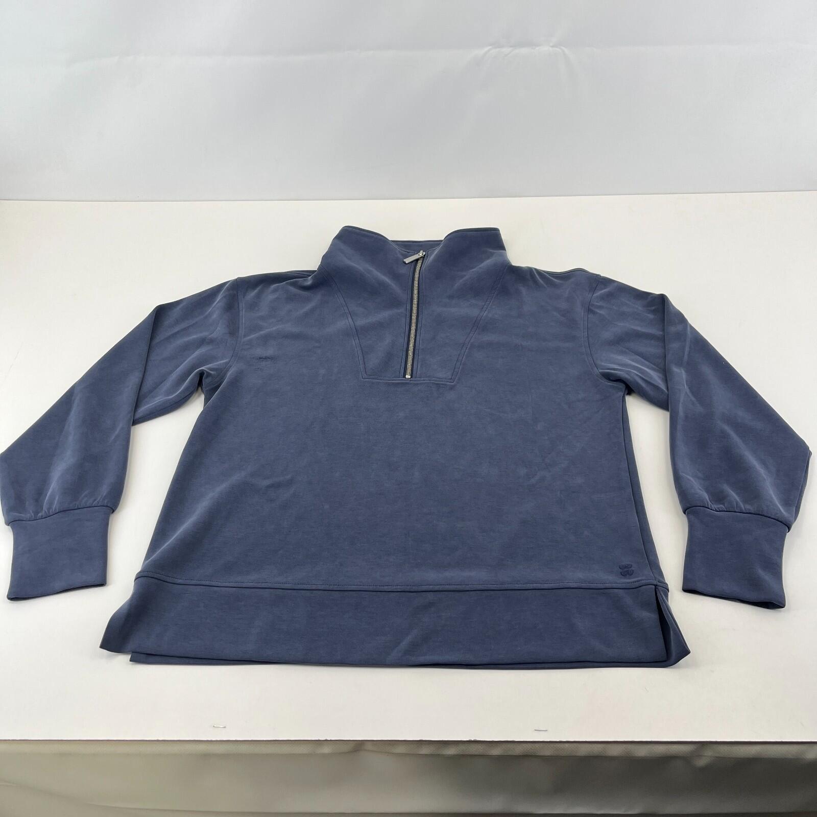 Sweaty Betty Sand Wash Half Zip Longline Sweatshirt Navy Blue size M/12