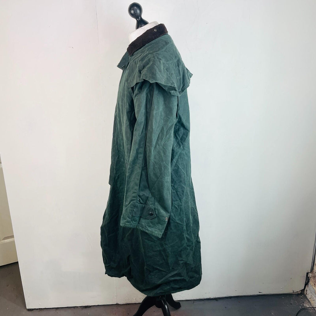 Chiori Women's Waxed Cotton Stockman Weather Jacket Green Long Riding Coat UK XL