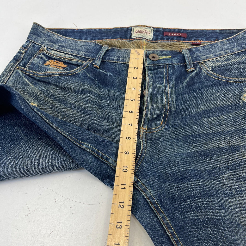 SuperDry Loose Straight Leg Blue Jeans W36" L32" Button Fly
