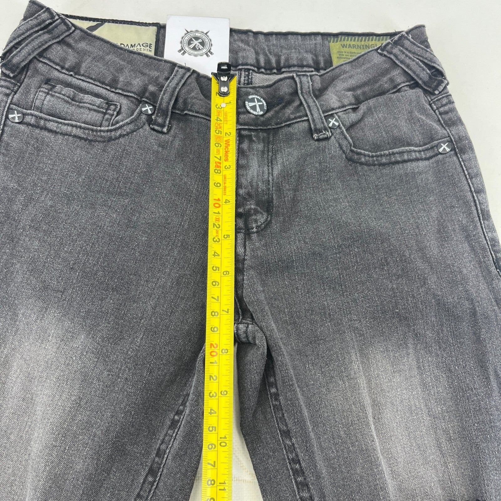 Criminal Damage Koko Ripped Jeans Womens W26 L32 Black Skinny Slim Fit BNWT