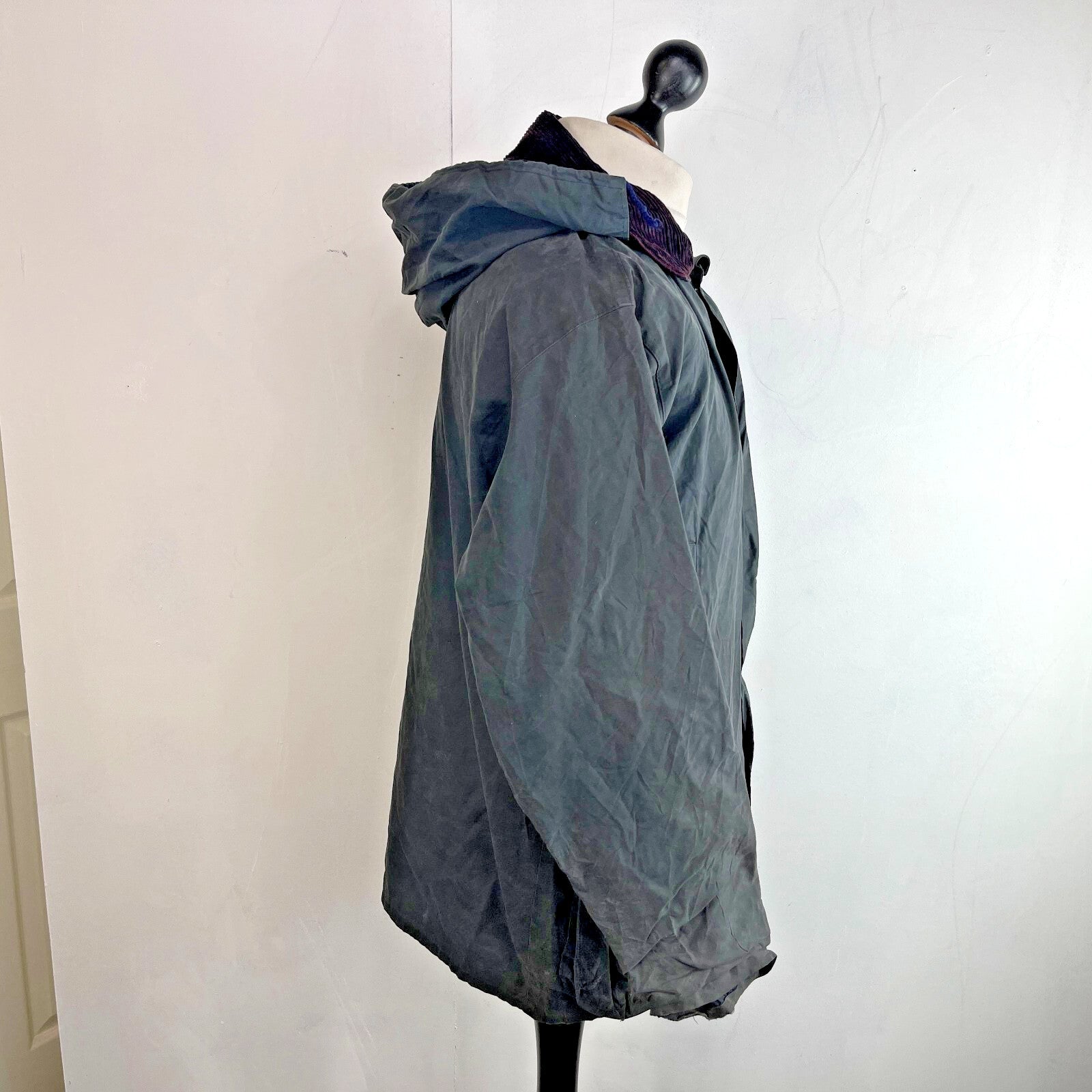 Miller & Simons Wax Jacket in Black with Removable Hood UK size S