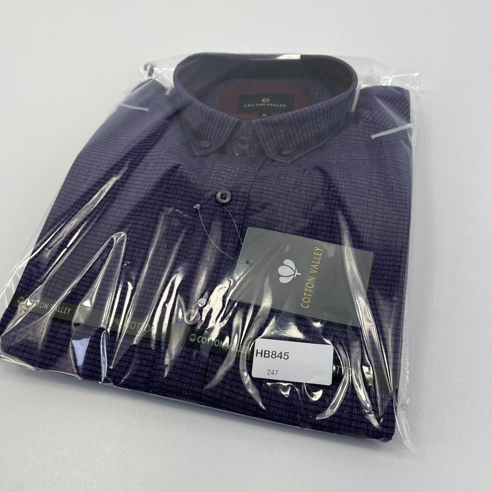Cotton Valley Long Sleeve Shirt Purple Weave Button Down Collar UK size Medium