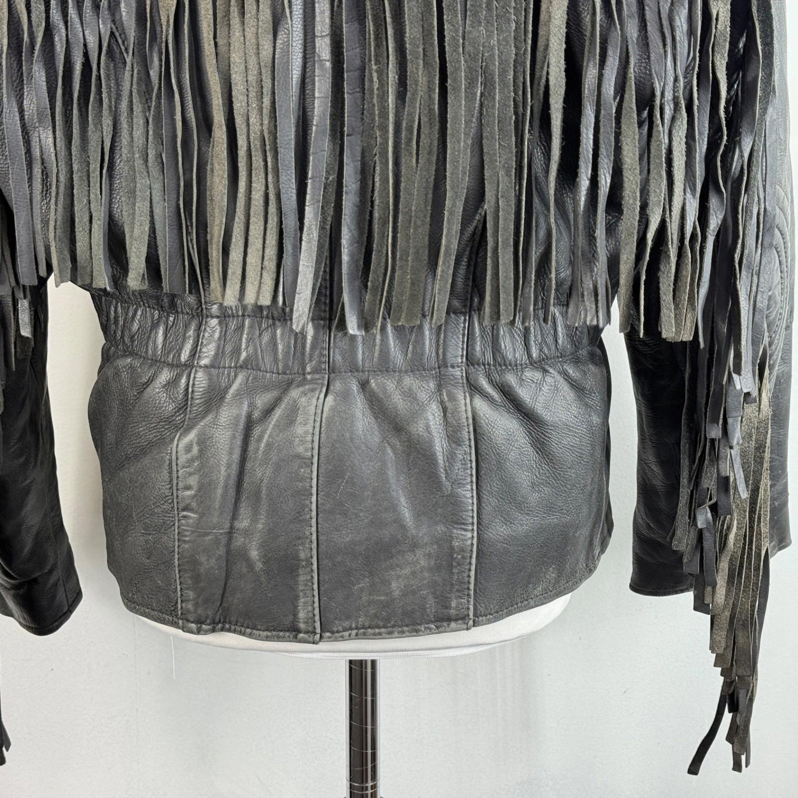 Vintage Difi of Germany Tasselled Leather Jacket Black Cruiser Cafe Racer UK 42