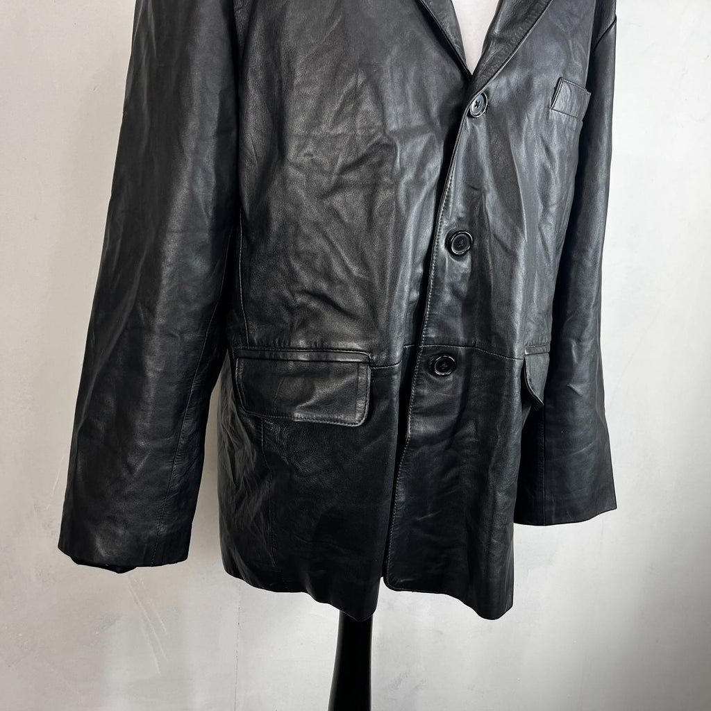 Calculus London Men's Soft Leather Jacket in Black size 2XL
