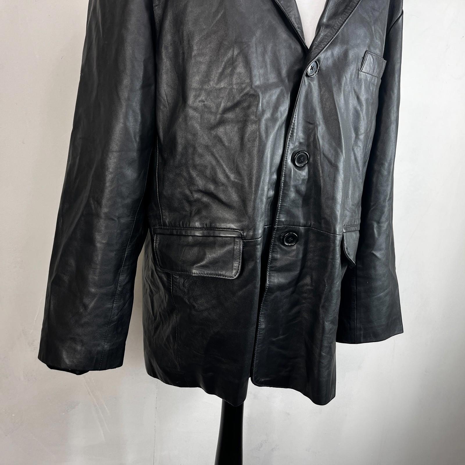 Calculus London Men's Soft Leather Jacket in Black size 2XL
