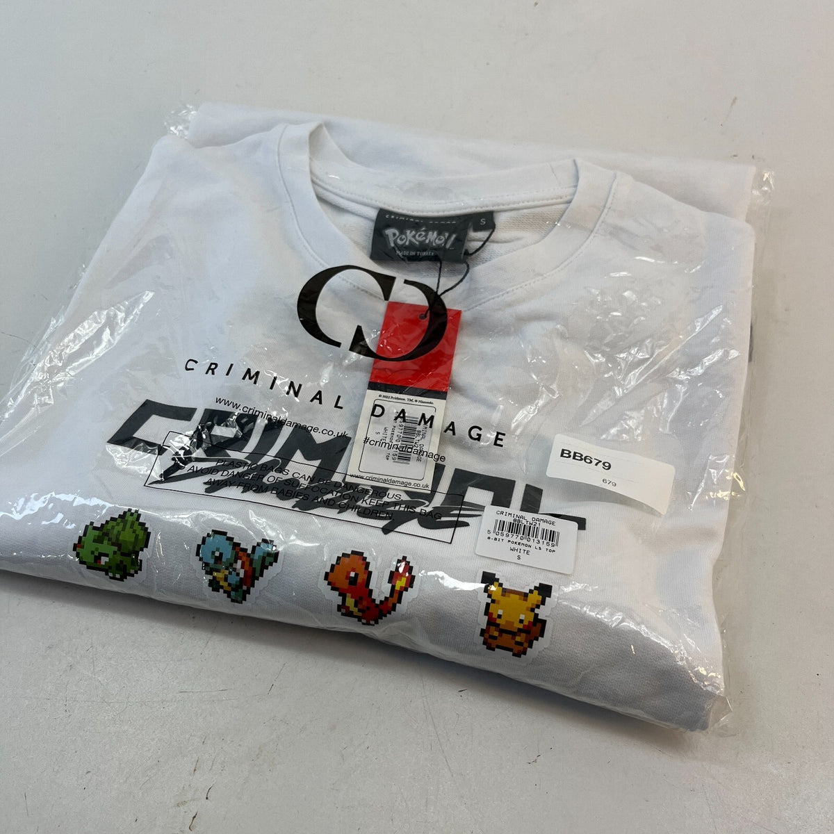Criminal Damage Limited Edition Pokemon Sweatshirt White size Small - New
