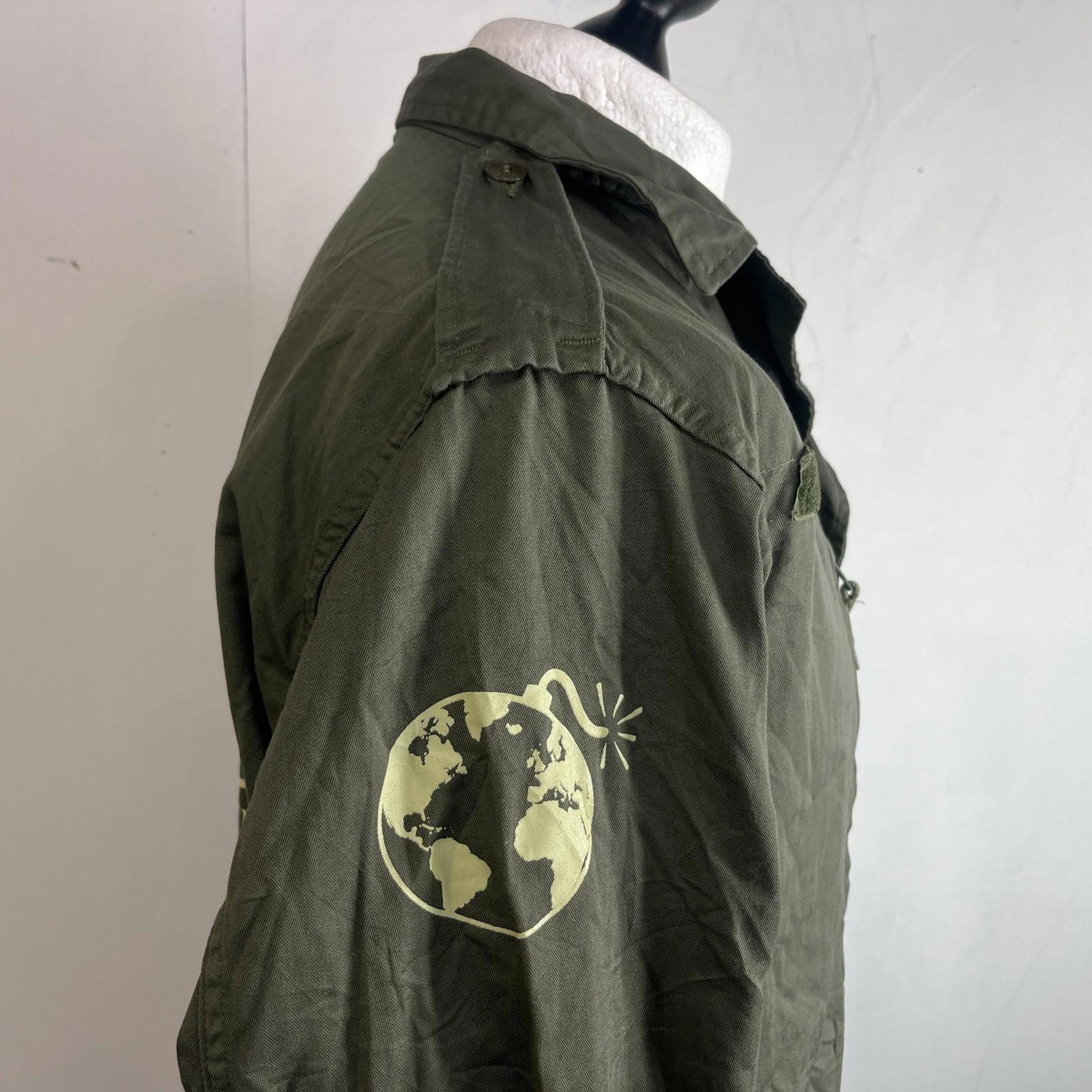 Custom Fragile Earth Print French Military Army Combat Jacket Green size 104L