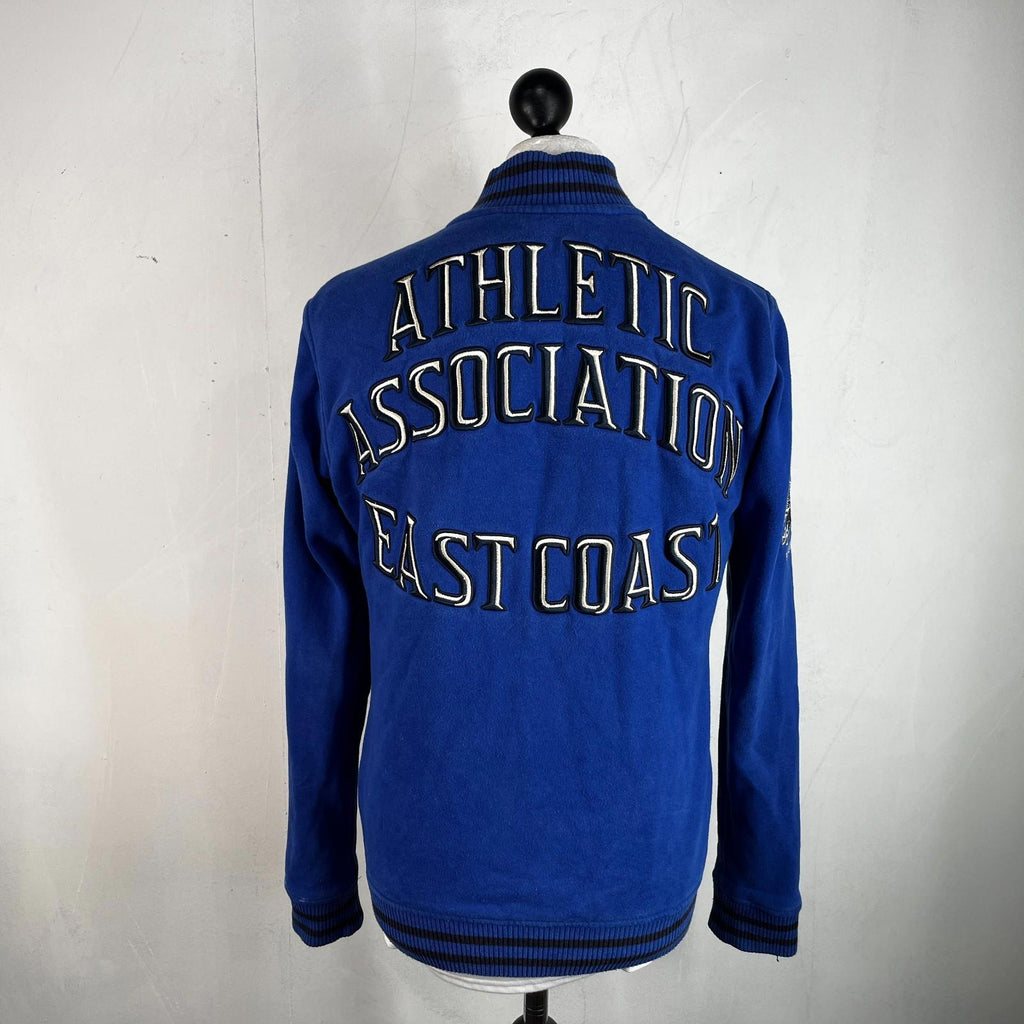 Superdry Pistons 77 Varsity Bomber Jacket in Blue Cotton Blend Coat size M