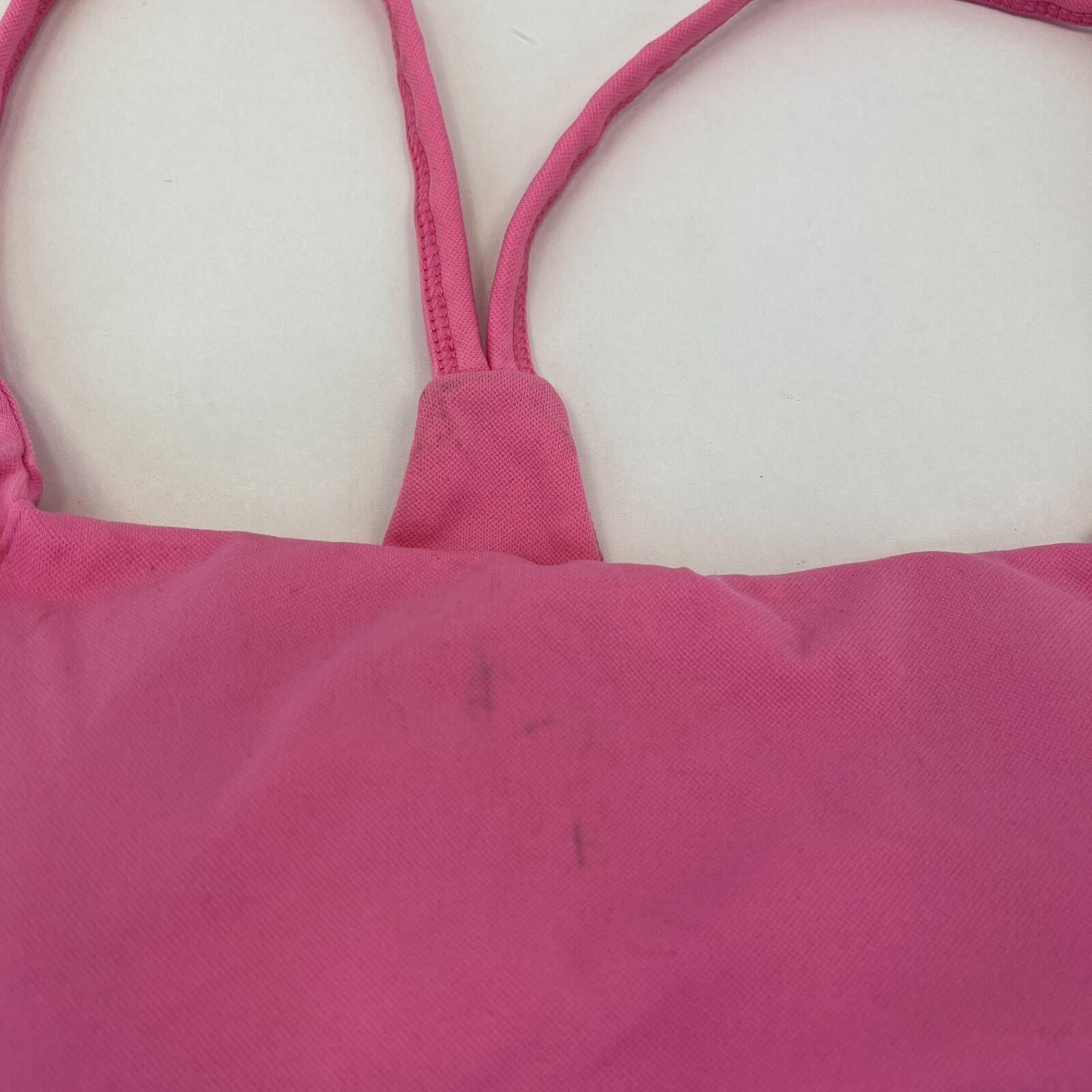 Sweaty Betty Foundation Seamless Padded Yoga Bra Navy Pink SB5849 size L  UK 14