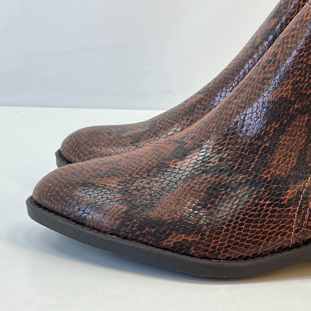 M&S Women’s Vegan Faux Snakeskin Almond Toe Ankle Chelsea Boots Brown UK 8 EU 42