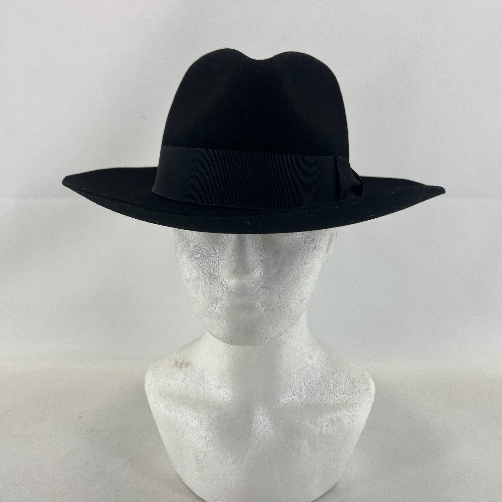 Palms Halt 100% Wool Handmade Textured Fedora Hat in Black size M 56
