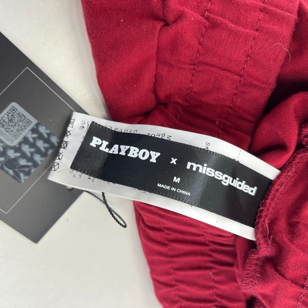 BNWT Playboy Deep Red Hot Pants Shorts size Medium - Misguided