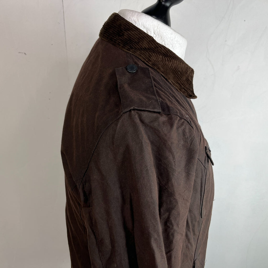 Mc Orvis Wax Jacket Womens size S Brown Country Coat with Corduroy Collar