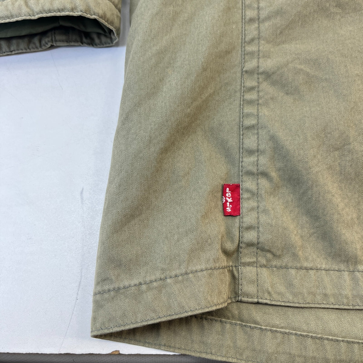 Levi's Double Breasted Parka Jacket Distressed Olive Green Liam Gallagher size M