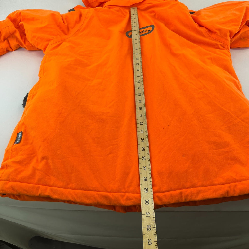 Cabelas Fluorescent Orange Softshell Chore Coat Warm Jacket with Hood size Large
