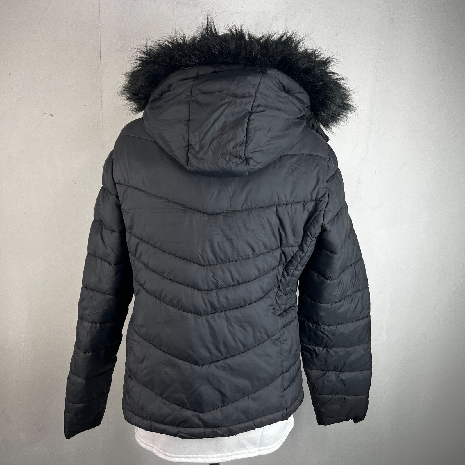 Superdry Original Fuji Puffer Jacket Women's Black Hooded UK size 18