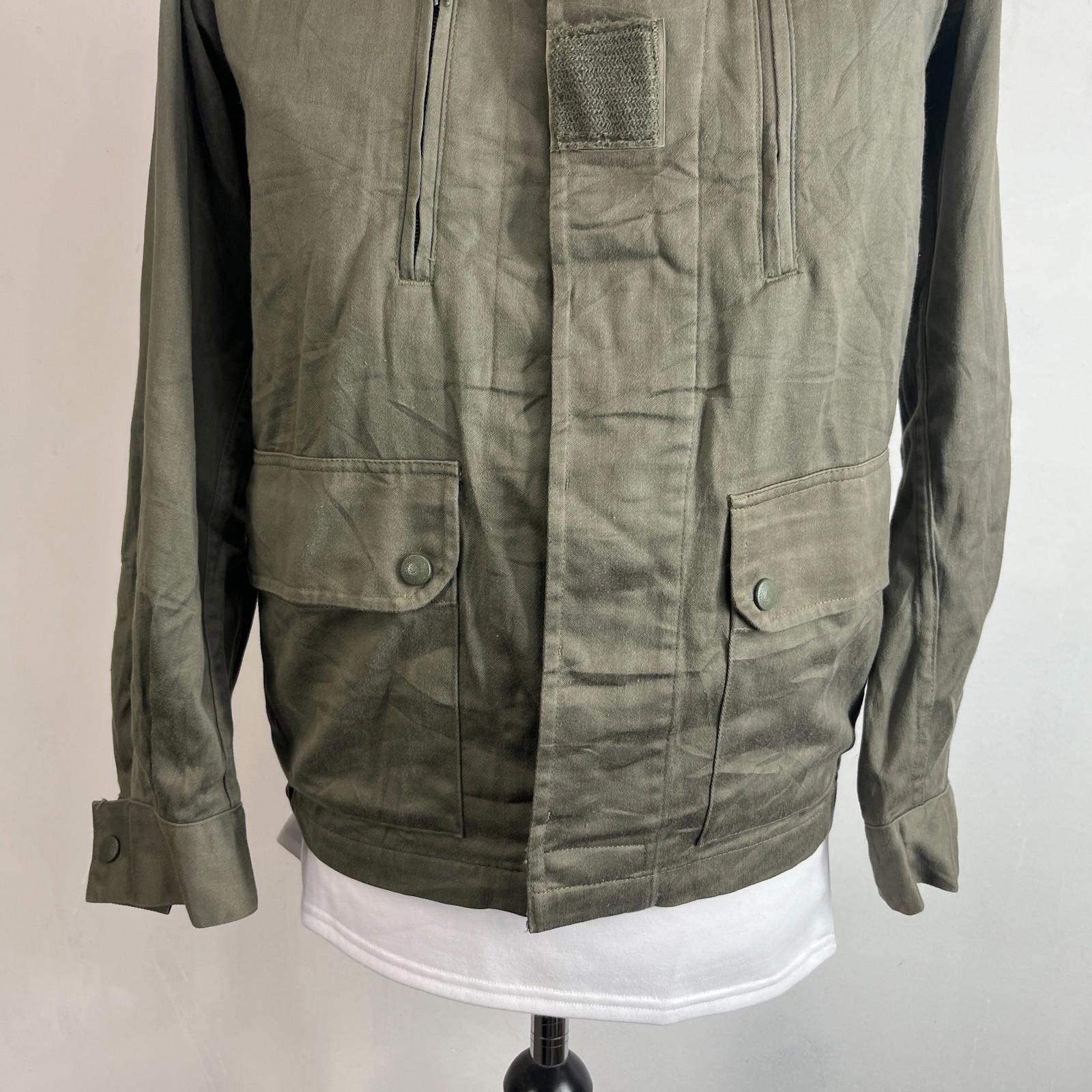 Custom Punk KGB Print Genuine French Military Army Combat Jacket Green size 104L