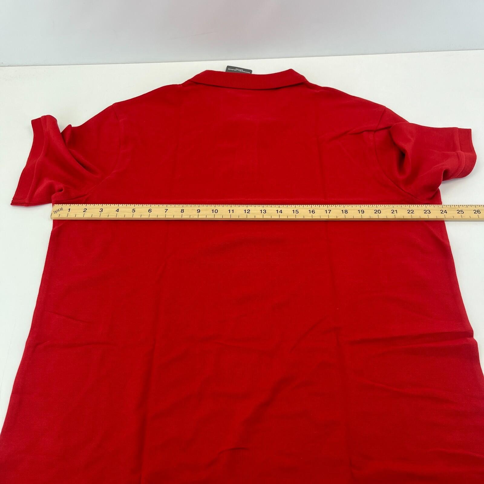 M&S Mens Red Short Sleeve 100% Cotton Polo Shirt Top size XL Regular Fit
